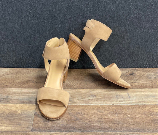 Joie Tan Suede Ankle Strap Block Heel Sandals Women's Size 38.5