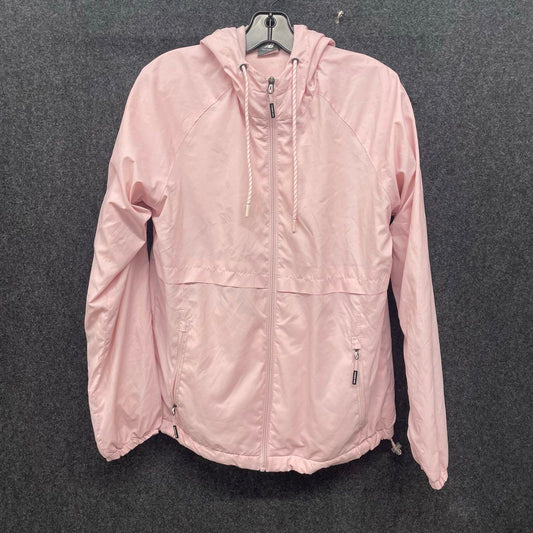 New Balance Women's Pink Full Zip Hooded Fleece Lined Windbreaker Jacket Sz M