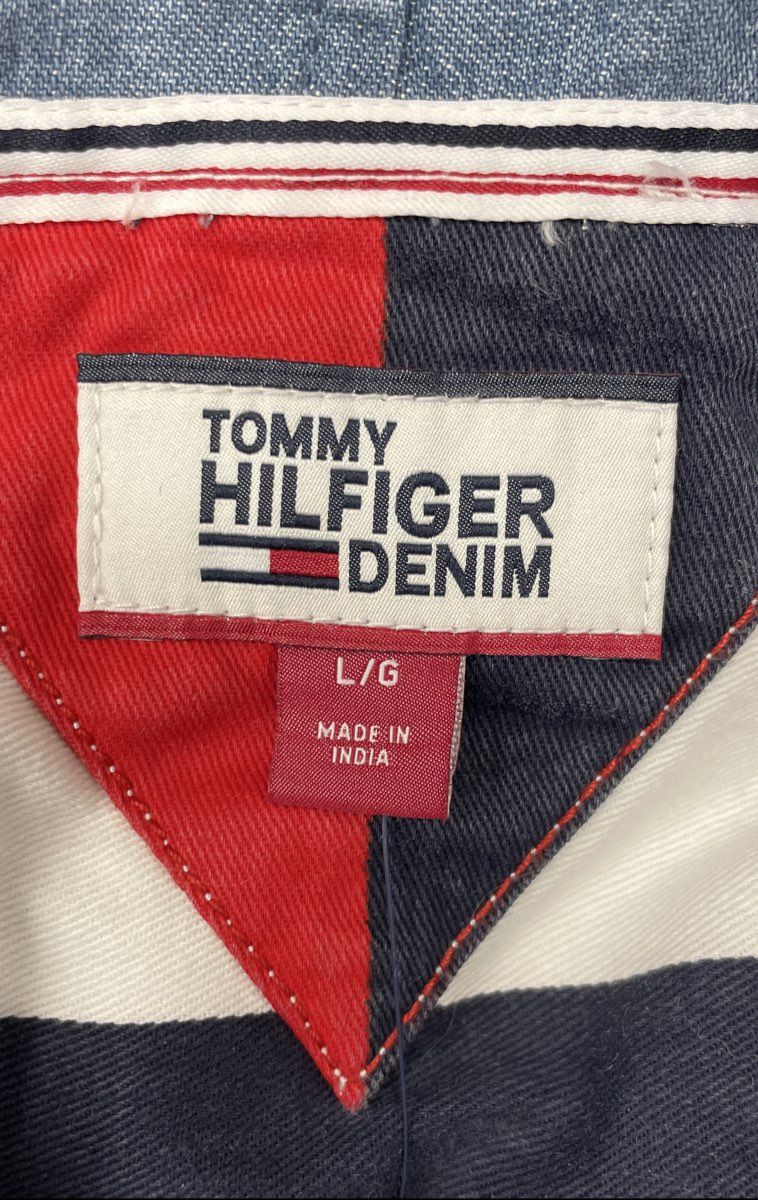 Tommy Hilfiger Denim Men's Red White Blue Striped Button Up Hoodie NWT Size L