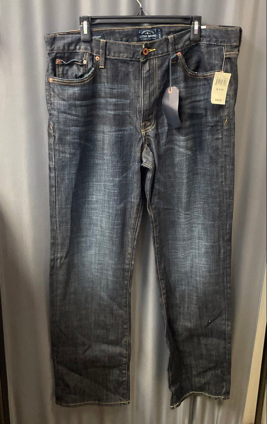 NWT Lucky Brand Men's Dark Blue Wash Denim Jeans Size 36x34