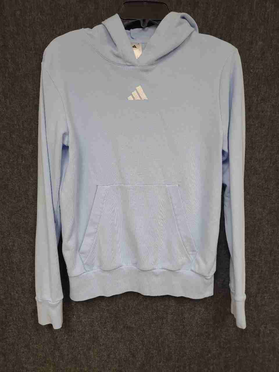 Adidas Youth Light Blue Pullover Hoodie Embroidered Logo Size L 14/16