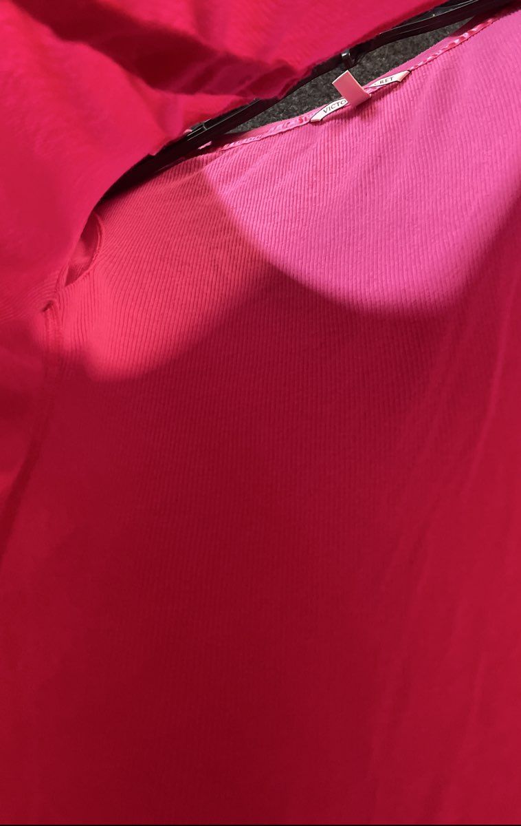Victoria's Secret Women's Hot Pink Ribbed Knit Henley Long Sleeve Top Sz S