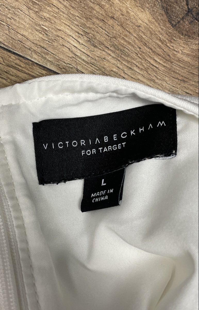 Victoria Beckham for Target Girls White Drop Waist Ruffle Hem Dress Sz L