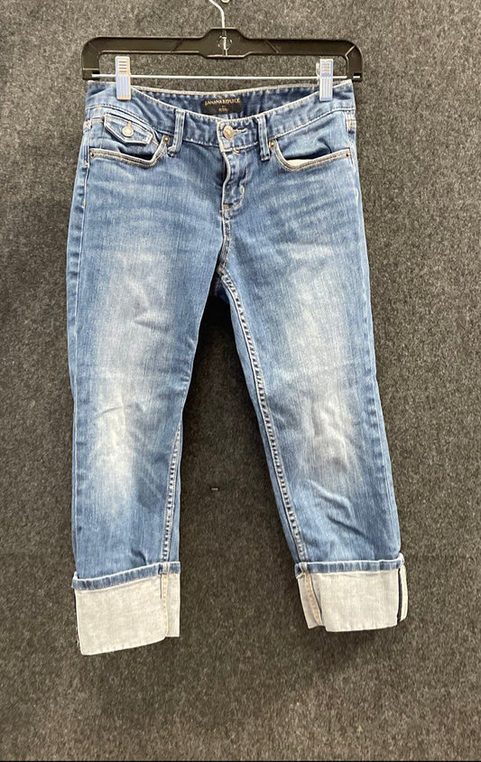 Banana Republic Women's Blue Petites Cropped Wide Cuff Stretch Jeans Sz 0P
