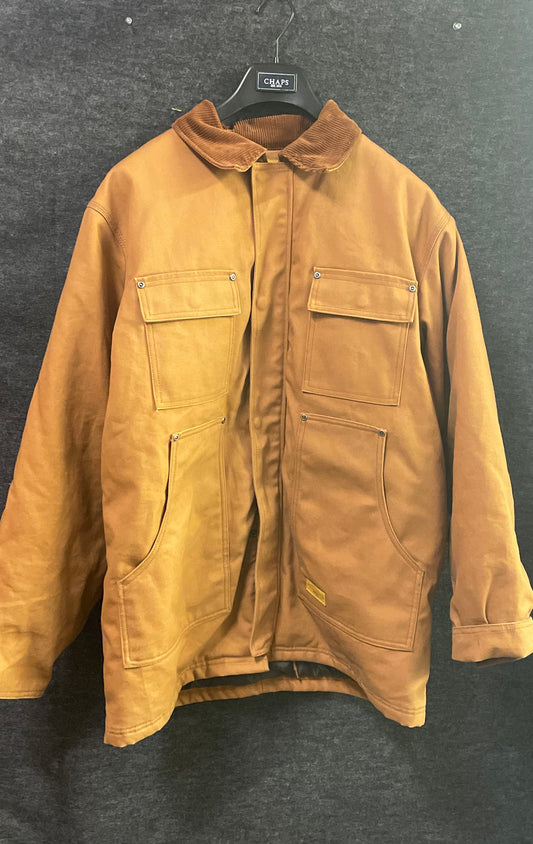 Diamondback Workwear Duck Canvas Barn Jacket Corduroy Collar Insulated Tan Sz L