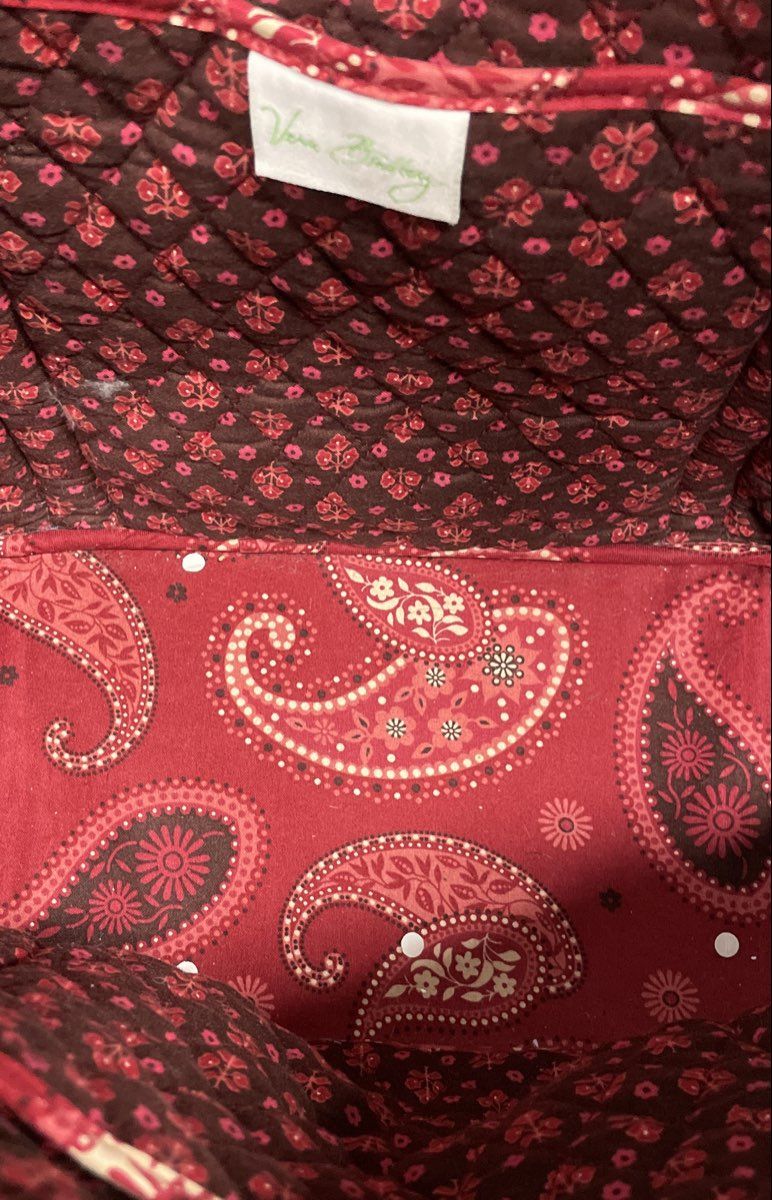 Vera Bradley Red Paisley Quilted Cotton Large Tote Shoulder Bag Handbag