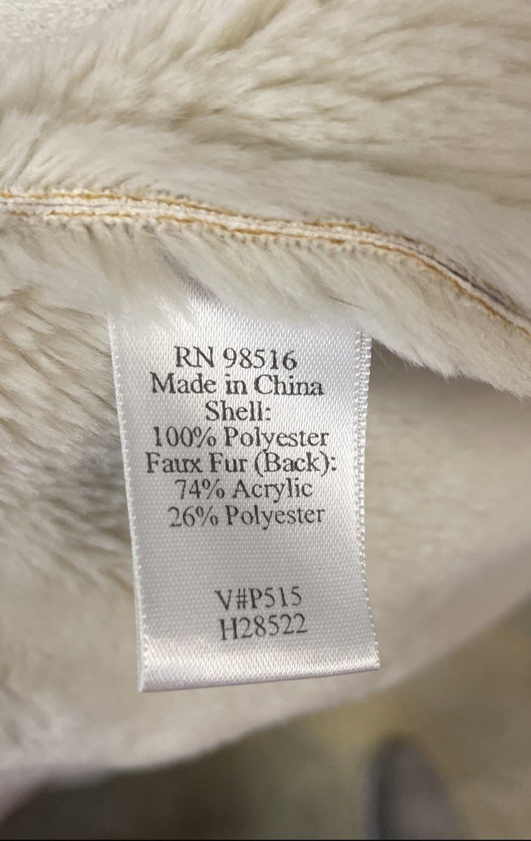 Coldwater Creek Women's White Faux Shearling Hooded Toggle Coat Sz M