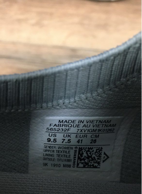 Converse Chuck Taylor All Star Shoreline Knit Grey Low Top Slip On Size 9.5