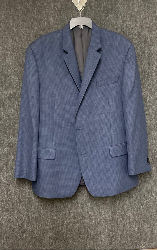 Michael Michael Kors Men's Blue Micro Check Notch Lapel Two Button Blazer Sz 46R