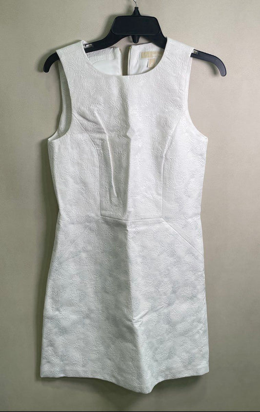 Michael Kors Women's White Textured Jacquard Sleeveless Sheath Dress Size 6