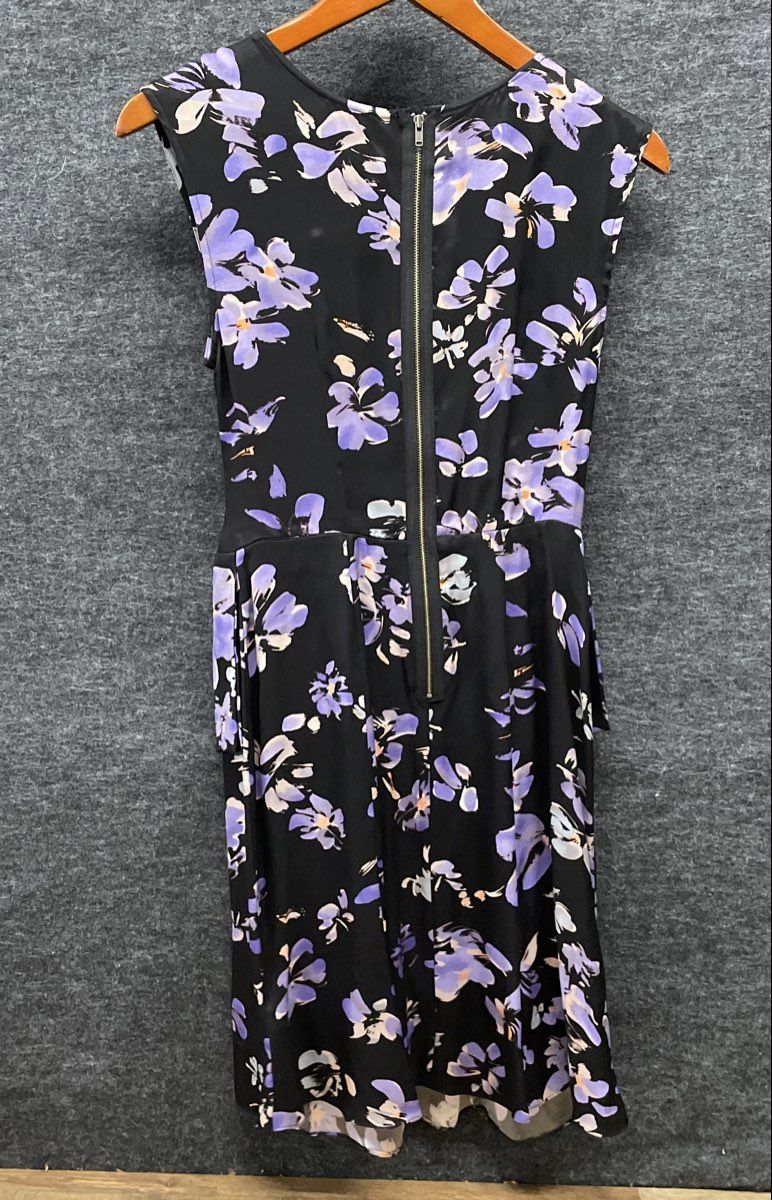 Tracy Reese Women's Surplice Peplum Dress Black Mauve Purple Floral NWT Sz 2