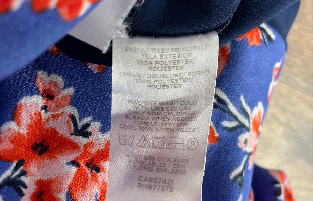 Ann Taylor Women's Floral Print Skirt Blue Red Petite Size XSP