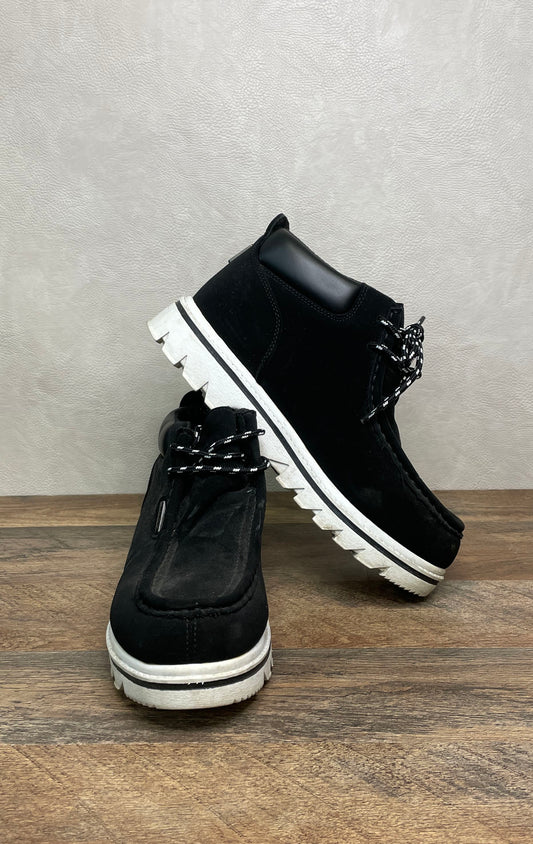 Lugz Fregade Hi Black White Synthetic Moc Toe Men's Boots Size 8.5