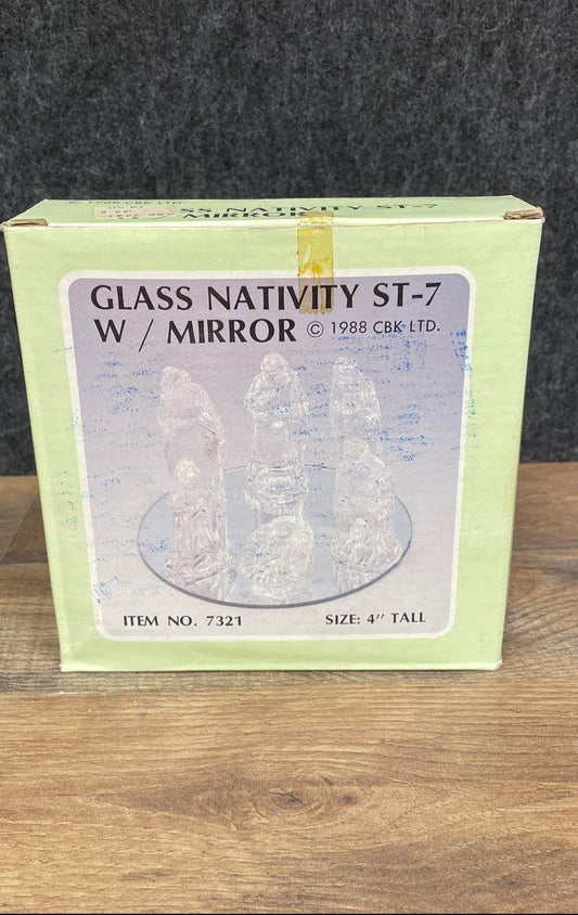 Vintage 1988 CBK LTD. ST-7 Glass Nativity Set with Mirror Item 7321