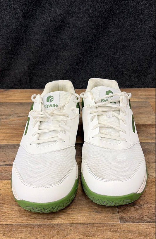 FitVille Pickleball Court Sneakers White Green Men's Size 14 Wide