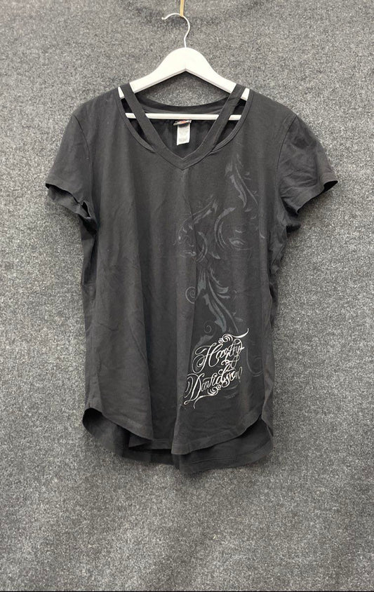 Harley-Davidson Daytona Beach Bruce Rossmeyer Strappy V-Neck Graphic Shirt Sz L
