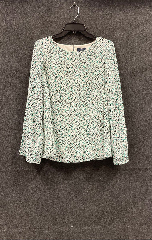 Kaari Blue Curvy Women's Botanical Print Blouse Multicolor Long Sleeve NWT Sz 0X