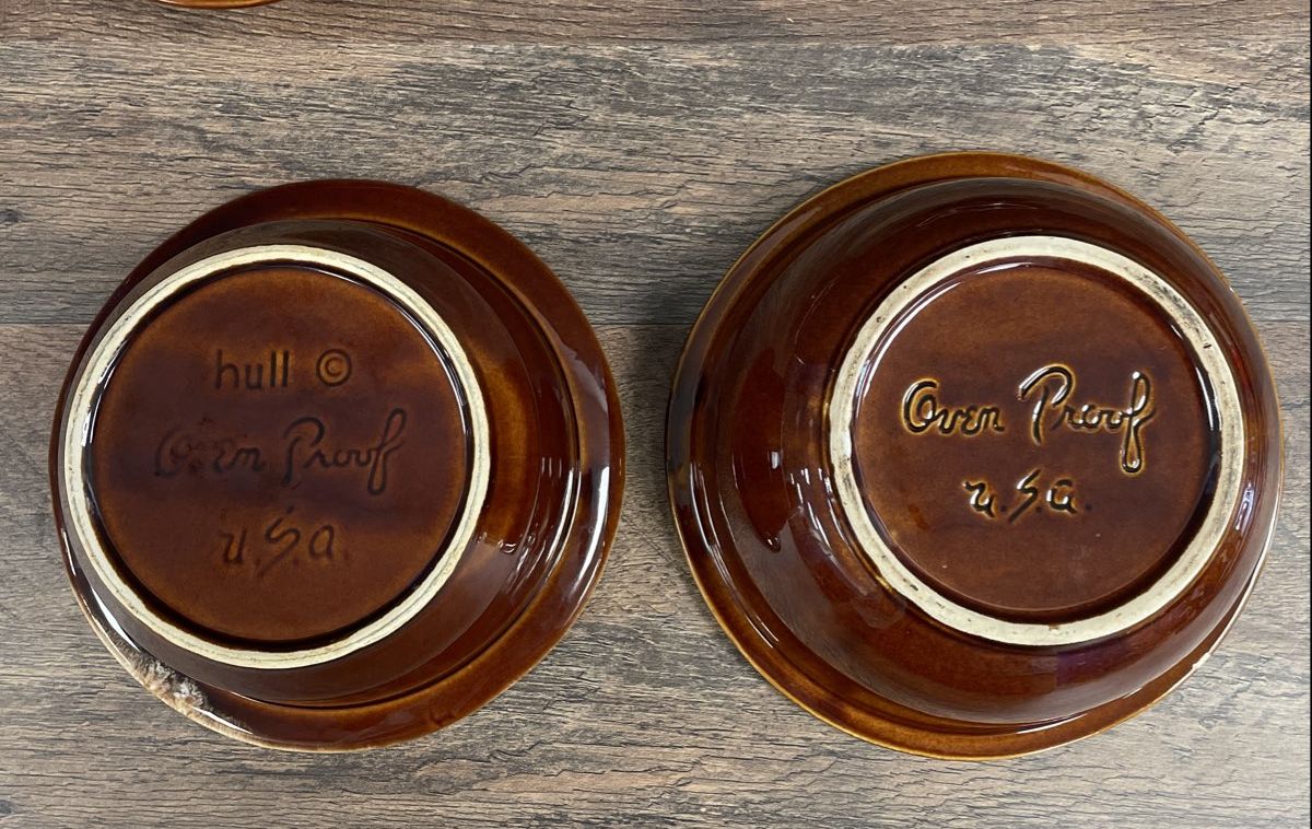Pair of Brown Hull Oven Proof Dishes