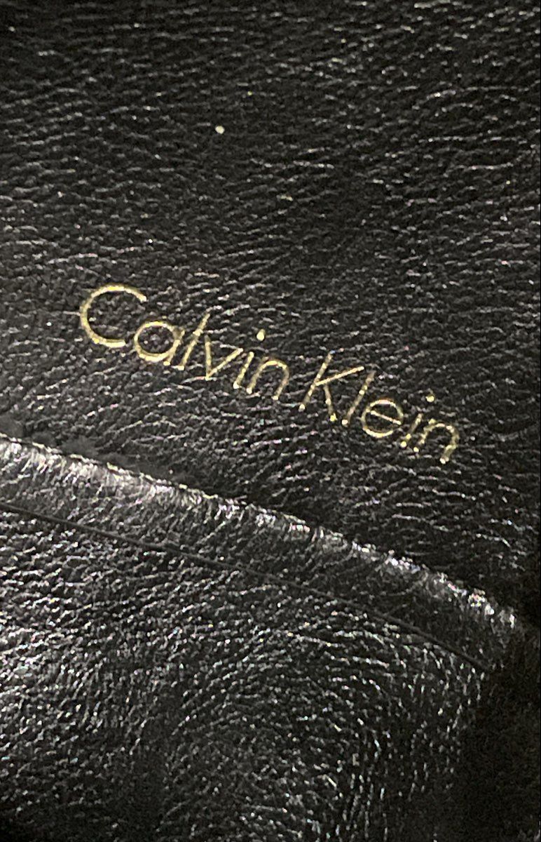Calvin Klein Brown Pebbled Leather Tote Bag with Removable Pouch Gold Tone
