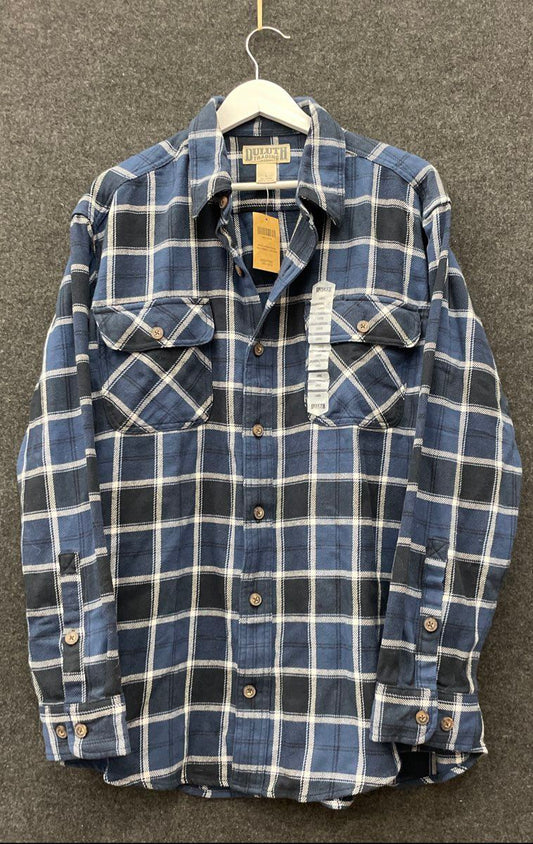 Duluth Trading Company Men's Blue Plaid Burlyweight Flannel Shirt NWT Size L