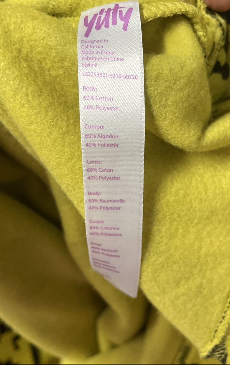 Yitty Women's Major Label Oversized Hoodie Yellow Black Pullover Sz S NWT