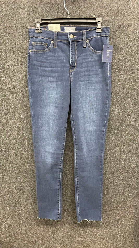 Crown & Ivy Women's Blue Elsie Wash Raw Hem Cropped Capri Jeans Size 4 NWT