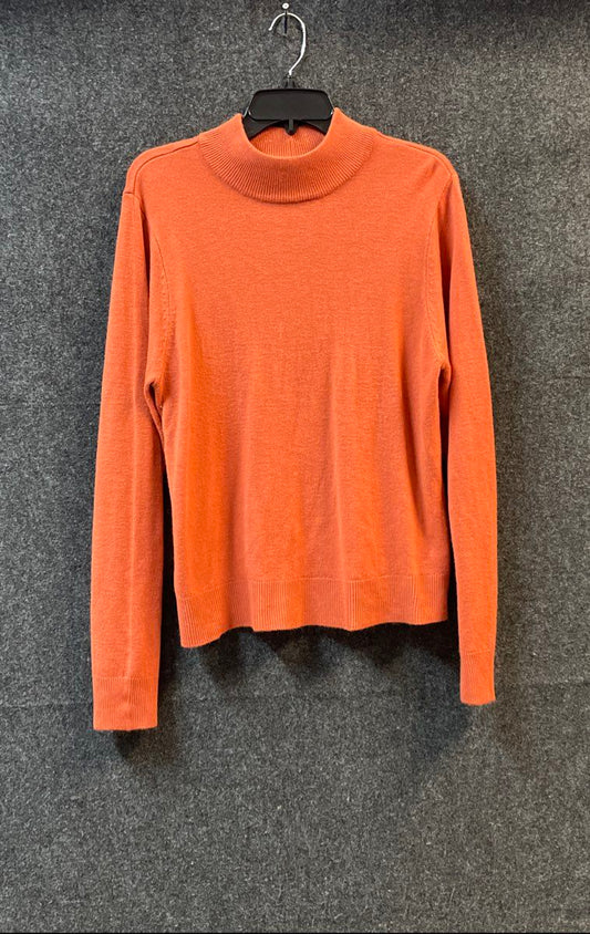 Blair Women's Orange Mock Neck Long Sleeve Acrylic Knit Sweater Size Large