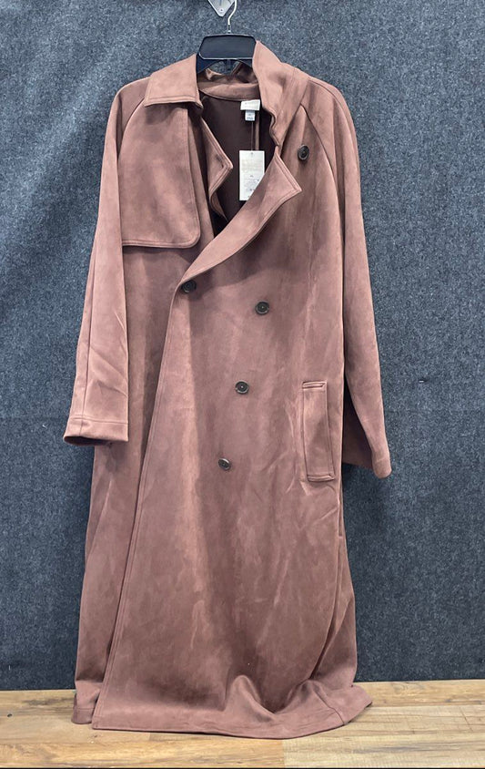 A New Day Women's Brown Faux Suede Trench Coat NWT Sz XL