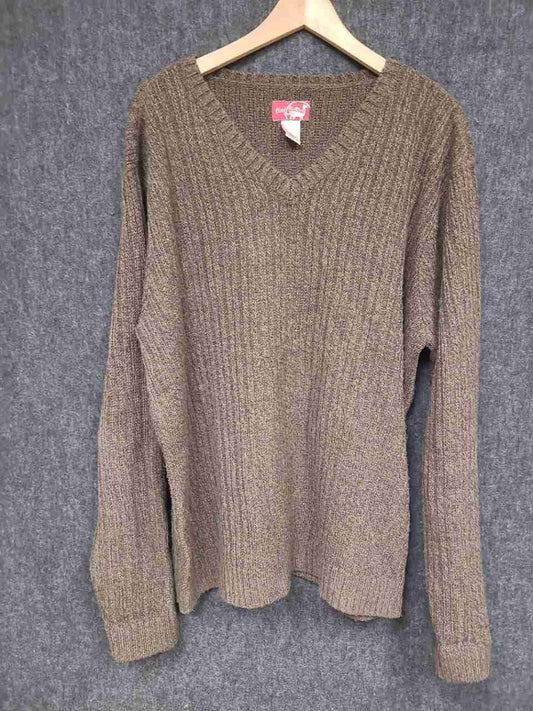 Red Camel Women's Brown Ribbed Knit V-Neck Sweater Size XL