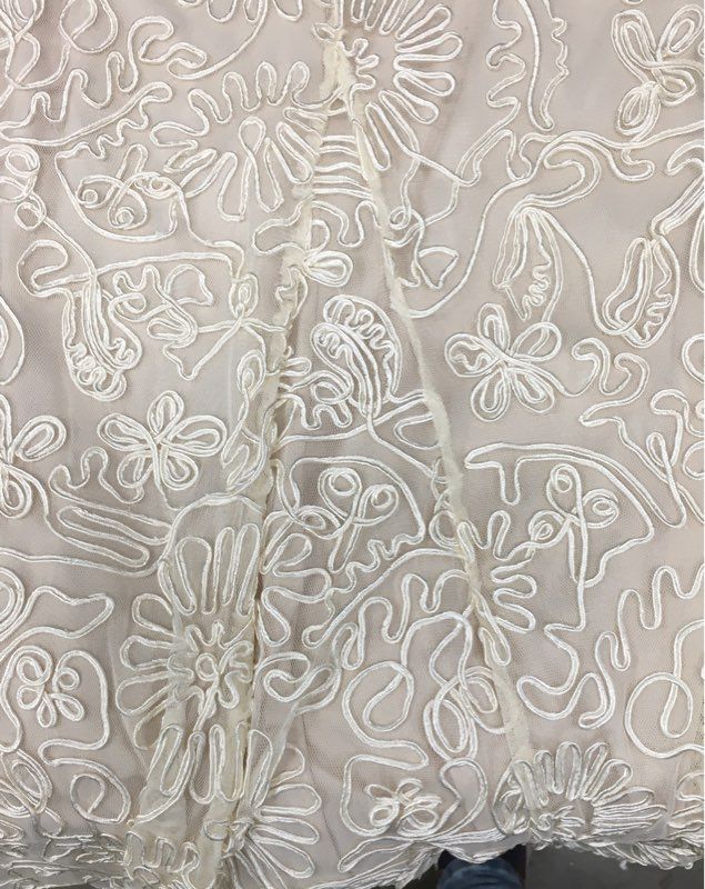 Lulus Women's Cream Embroidered Floral Illusion Neckline Maxi Dress NWT Sz S