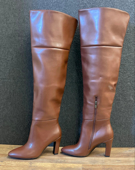 Wet Kiss Brown Over The Knee Thigh High Pointed Toe Boots Women's Size 10