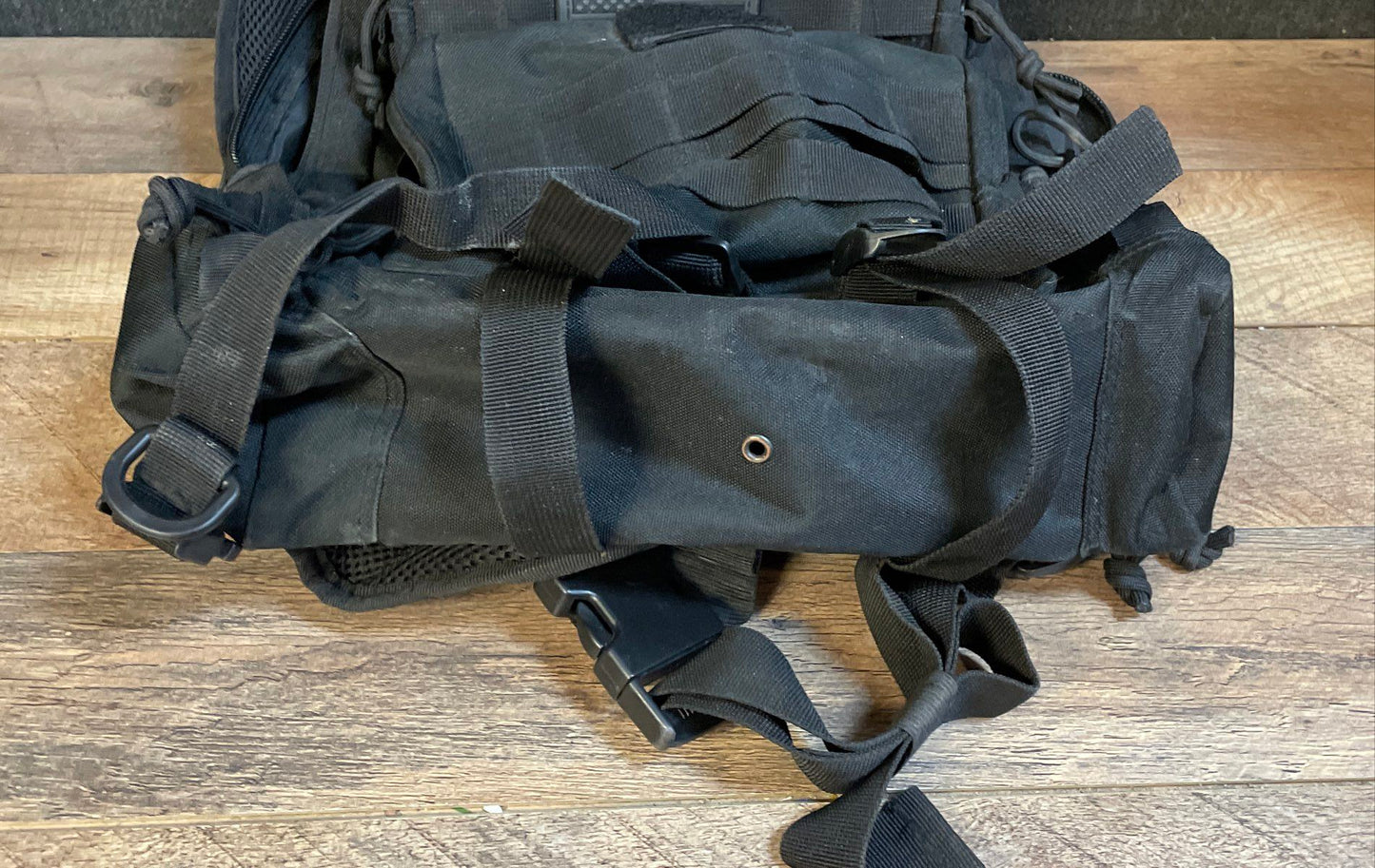 Unbranded Black Tactical Military Style Backpack US Flag MOLLE