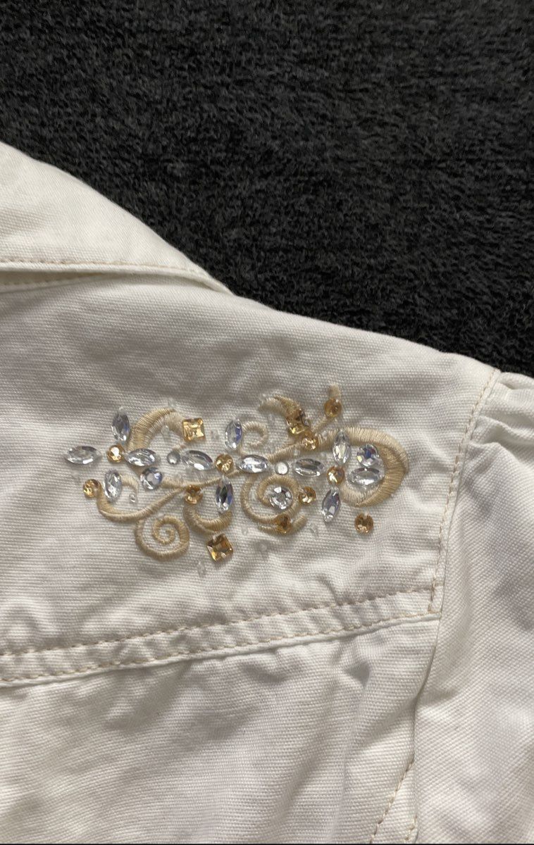 Limited Too Girls White Embroidered Rhinestone Cropped Bolero Jacket Size 20