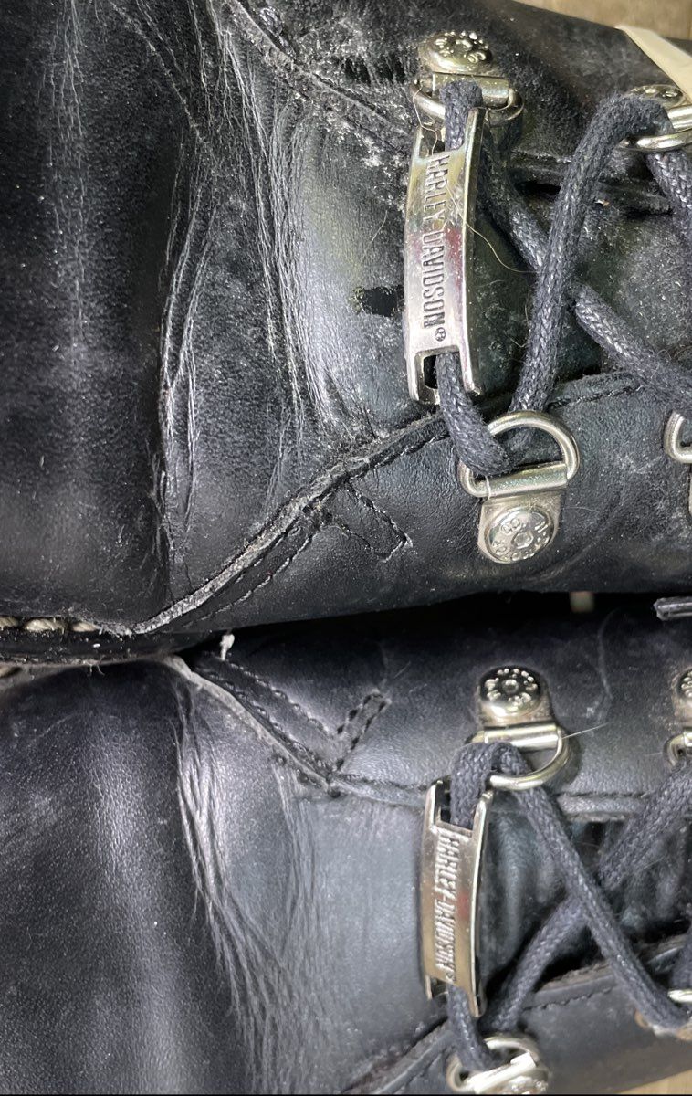 Harley Davidson Black Leather Double Buckle Motorcycle Boots Size 6