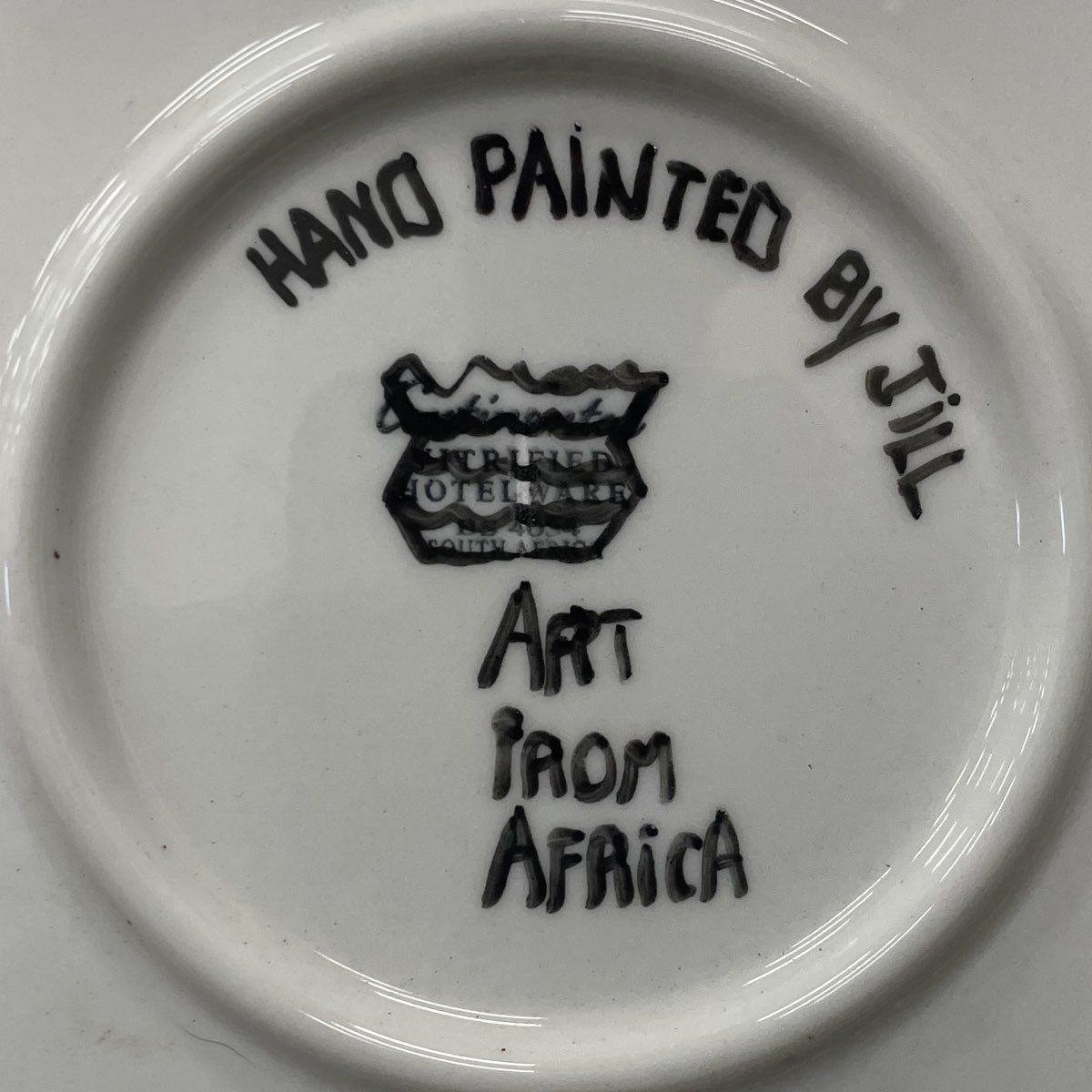 Art From Africa Hand Painted Dolphin Plate by Jill Vitrified Hotelware 12.5"