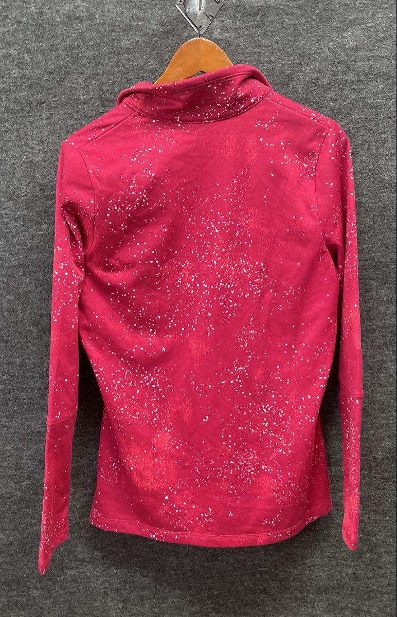 The North Face Women's Red White Speckled Pattern 1/4 Zip Pullover Fleece Sz L