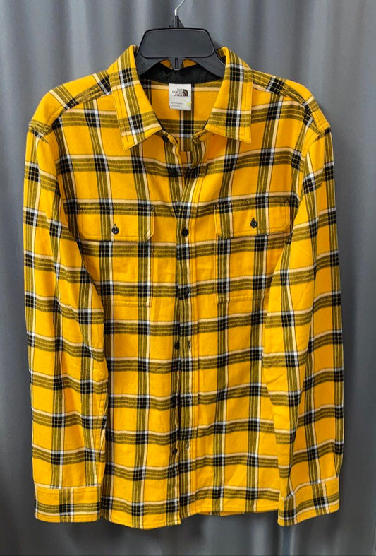 The North Face Men's Arroyo Flannel Shirt Yellow Plaid Lined Long Sleeve L