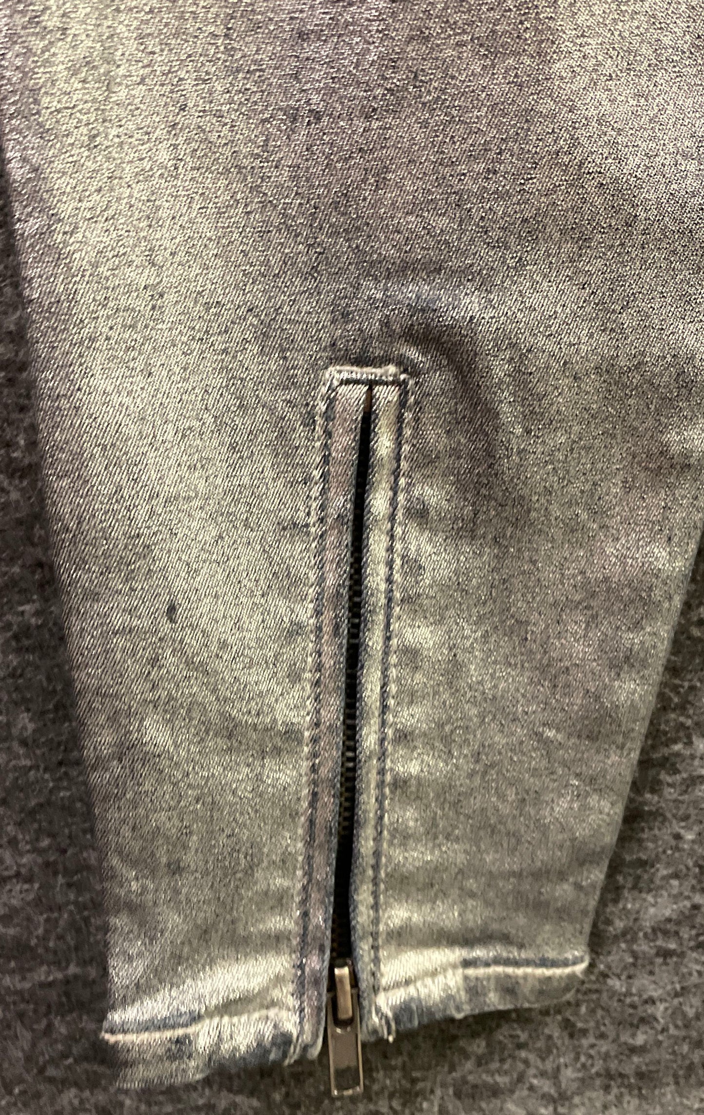 Kut From The Kloth Women's Silver Metallic Coated Ankle Zip Skinny Jeans Sz 0
