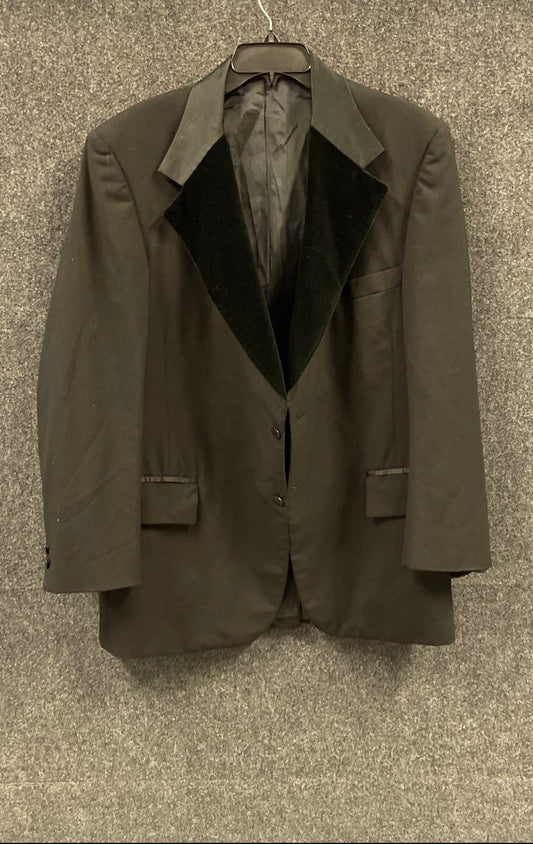 Vintage 90s Lord West Men's Black Tuxedo Jacket Velvet Peak Lapel Formal Blazer