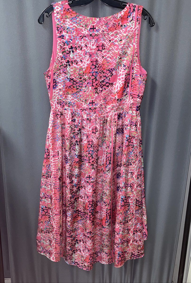 NWT Women's Pink Multicolored Cynthia Rowley Short Sleeve Dress - Size 12
