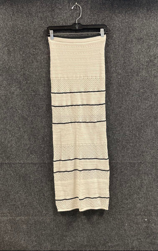 Abercrombie & Fitch Women's Crochet Knit Maxi Dress Cream Navy Stripe NWT XST