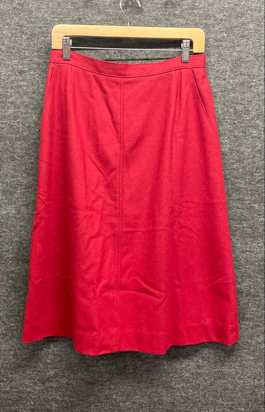 Vintage 80s Koret Women's Red A-Line Pocket Midi Skirt Sz 14 ILGWU