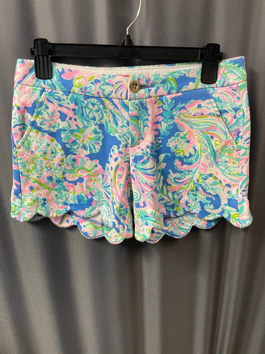 Lilly Pulitzer Women's Multicolor Paisley Buttercup Knit Scalloped Shorts Size 0