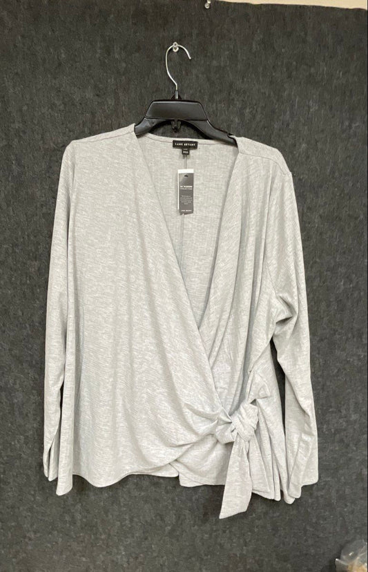 Lane Bryant Women's Gray Ribbed Wrap Top Illusion Collection Sz 22/24 NWT