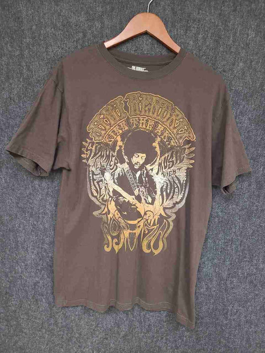 Jimi Hendrix Experience T-Shirt Reprint 2007 Authentic Hendrix Brown Sz L