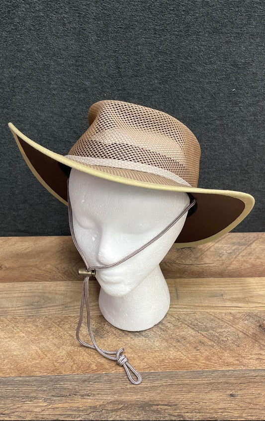Stetson Men's Airway Mesh Safari Sun Hat Tan Brown Vented Outdoor XL