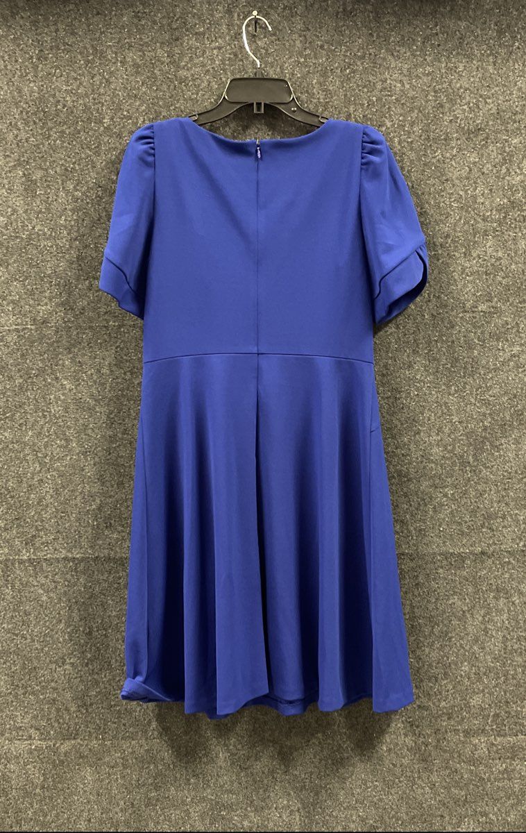DKNY Women's Blue Twisted Waist Puff Sleeve A-Line Dress Size 12 NWT