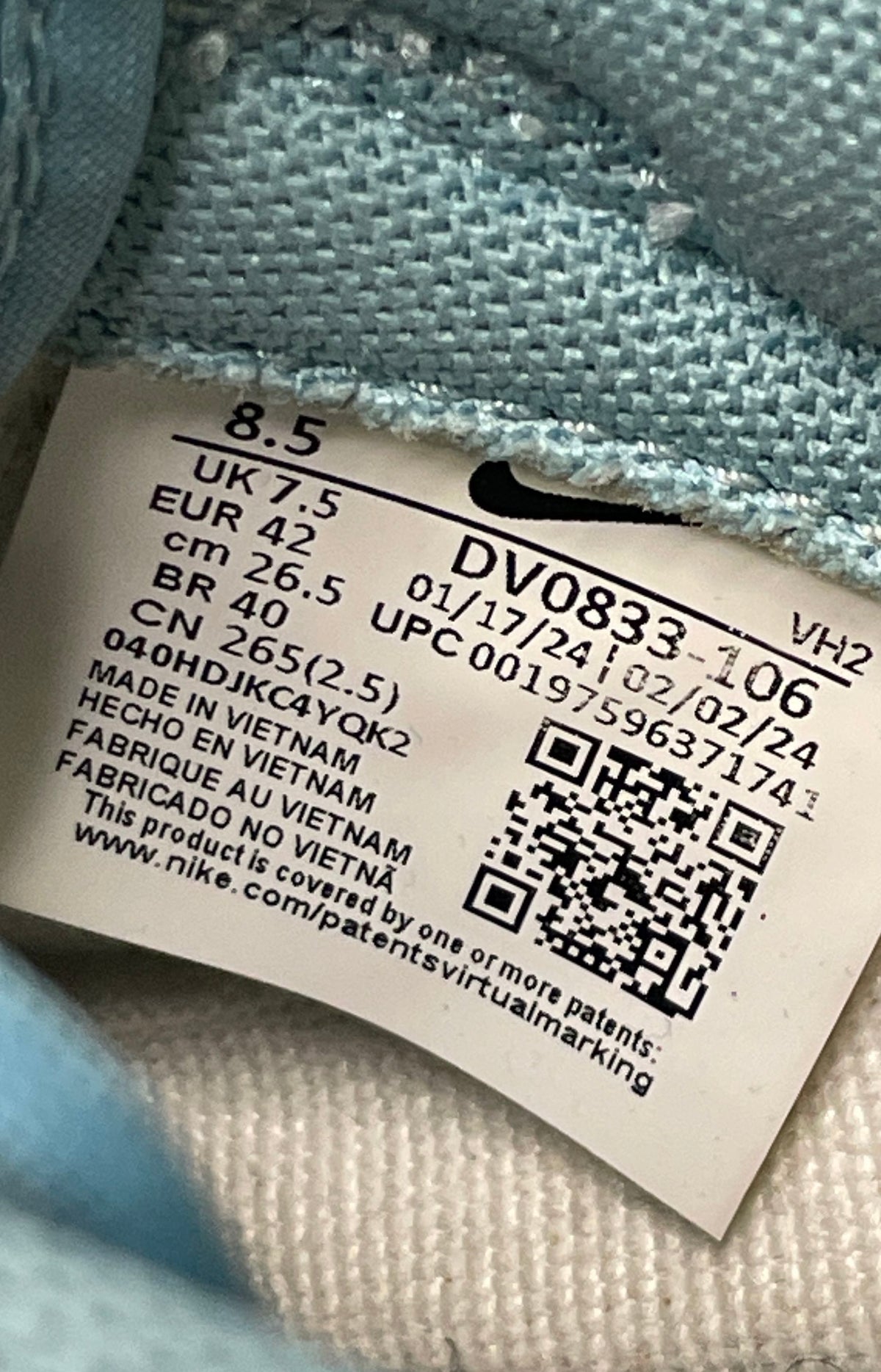 Nike Dunk Low Polar Blue White Sneakers DV0833-106 Men's Size 8.5