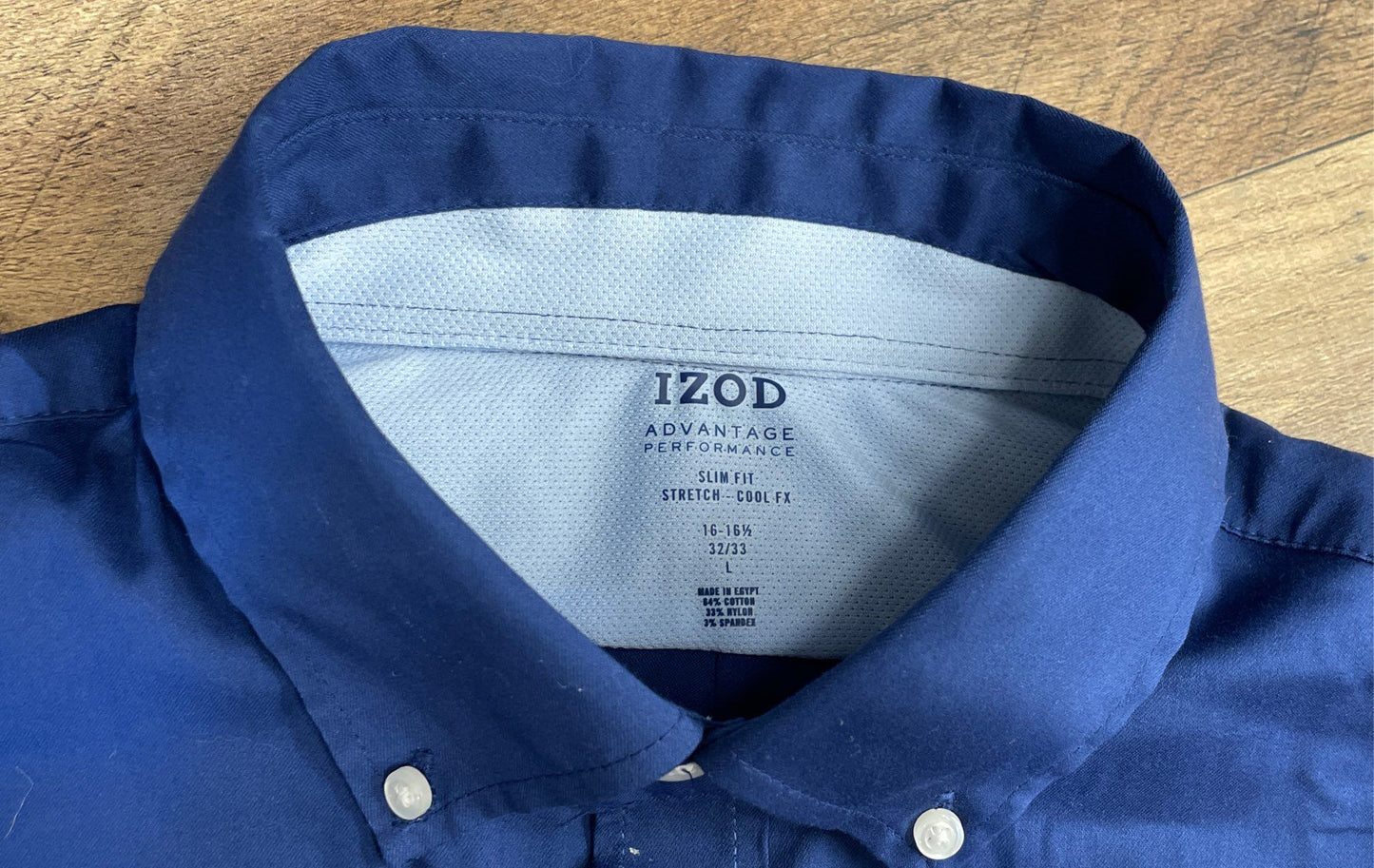 IZOD Men's Dress Shirt Silk Tie Set Blue NWT Advantage Slim Fit 16-16.5 32/33 L