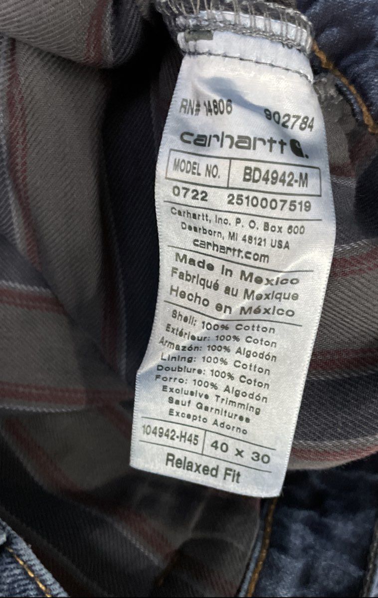 Carhartt Men's Blue Relaxed Fit Flannel Lined Denim Work Jeans Sz 40x30